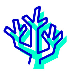 海の生物、サンゴを表す2色スタイルのアイコン