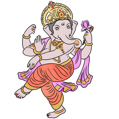 Lord Ganesha,God in hindu,Creative with illustration in flat design.