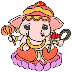 Lord Ganesha,God in hindu,Creative with illustration in flat design.