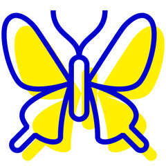 虫、蝶を表す2色スタイルのアイコン