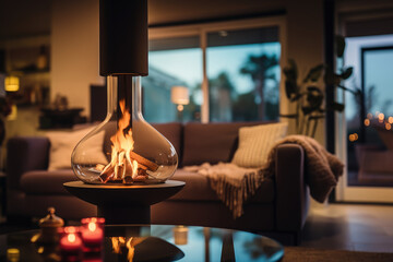 Dekorative moderne Feuerstelle in einem Wohnzimmer