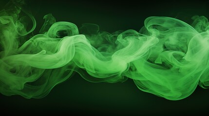 Abstract flying green smoke isolated background. AI generated image
