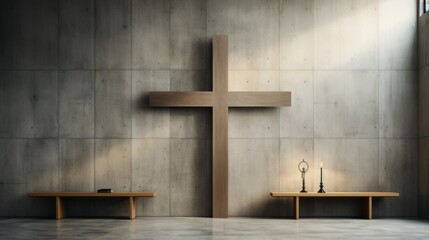 Fototapeta premium voluminous minimalistic catholic cross design