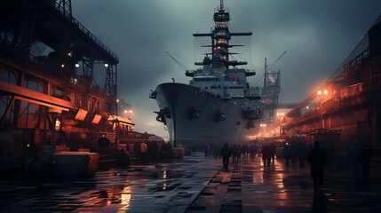 Warships at Sea: Exploring the Naval Battlefront, from River to Ocea, generative AI - obrazy, fototapety, plakaty
