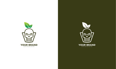 Skull plant logo, vector graphic design