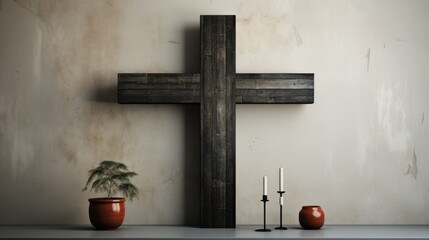 minimalistic catholic cross logo design 