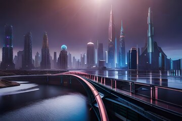 Obraz premium city skyline at night