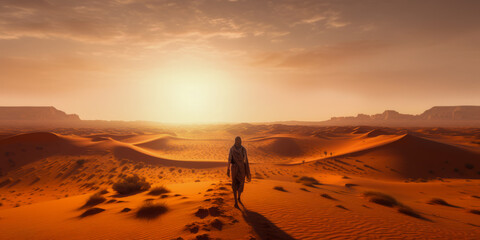 sunset in the desert - obrazy, fototapety, plakaty