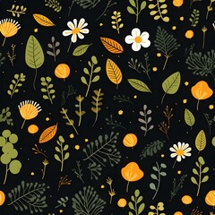 seamless pattern of flower and leaf