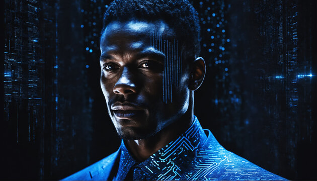 African American's AI mastery – a visionary entrepreneur in perfect harmony with the future of AI.