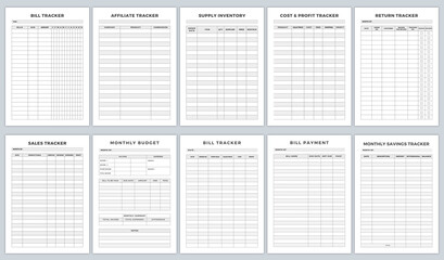 Bill Tracker,Affiliate Tracker,Supply Inventory,Cost & Profit Tracker,Return Tracker,Sales Tracker,Monthly Budget,Bill Tracker,bill Payment,Monthly Savings Tracker,subscription Tracker,