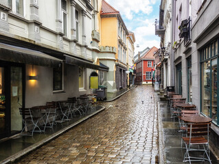 The streets of Bergen in Norway
