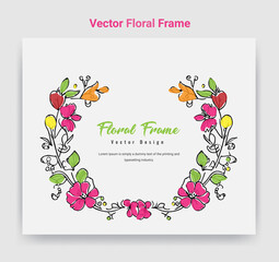 Vector colorful floral frame