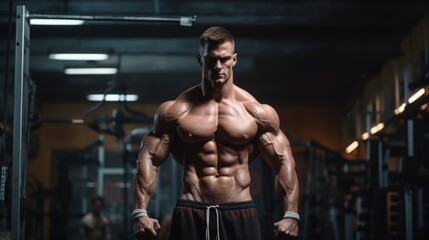 Fototapeta na wymiar Male bodybuilder on anabolic steroids