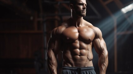 Male bodybuilder on anabolic steroids - obrazy, fototapety, plakaty