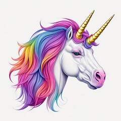 Obraz na płótnie Canvas Colorful Unicorn Illustration - Whimsical Design for T-Shirts, Kids' Birthday Unicorn Themes, and Birthday Card Designs