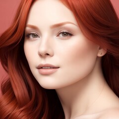 Red-Headed Beautiful Woman Model - Ideal for Cosmetics, Skincare, Beauty Products, Fashion Editorials, and Diversity in High-End Fashion