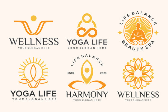 Collection of Yoga,Zen,Spa and Meditation logos ,icons and elements.style minimalist.Vector design