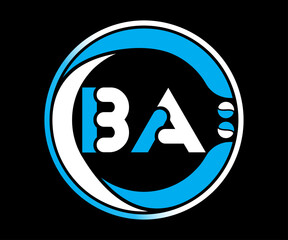 BA letter logo design with a circle shape BA Logo design with unique and simple design.