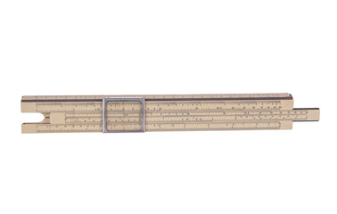 Vintage logarithm ruler isolated on a white background