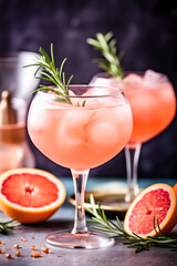 Refreshing citrus cocktail with grapefruit, rosemary and gin.