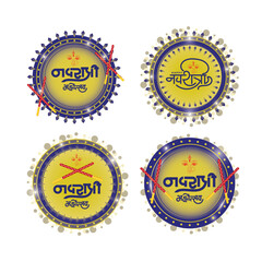 happy navratri festival lettering design wight background