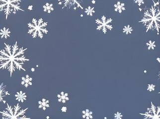 Fototapeta na wymiar Snowflakes painted flat neutral colored background.
