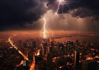 "Cityscape Shock: The Beauty of Lightning in Urban Life". Generativ ai.