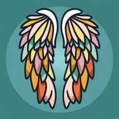 Obraz premium Wings isolated on blue background, wings for logo
