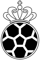 Logo de futbol con corona de Rey en fondo transparente