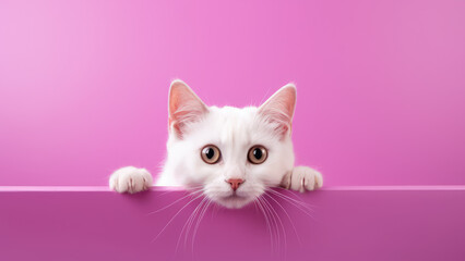 Fototapeta na wymiar Cat on pink background