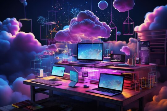 Cloud computing technology concept. Data center concept. Modern cloud technologies.