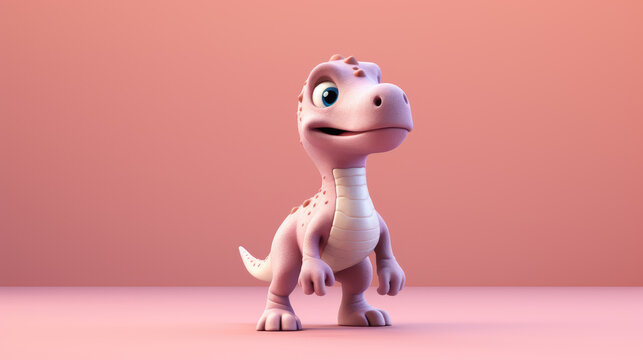 3d illustration of a cute happy little dinosaur