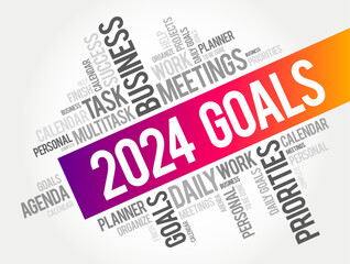 2024 Goals word cloud collage, business concept background