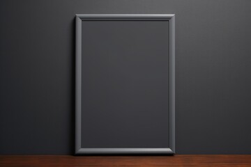 Gray picture frame on gray wall background. Empty space for image. Minimalist interior decoration concept.
