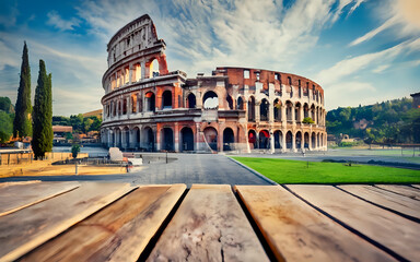 piazza dei miracoli city, rome, colosseum, italy, ancient, ai generated  - obrazy, fototapety, plakaty