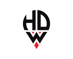 Obraz premium HDW letter location shape logo design. HDW letter location logo simple design.