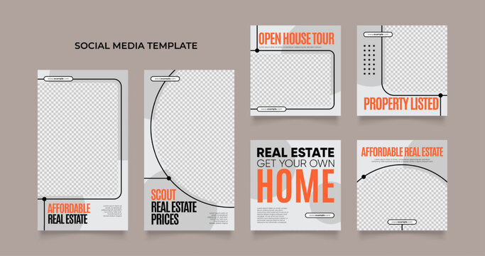 Social Media Template Banner House Realtor Property Architecture Service Promotion. Fully Editable Instagram And Facebook Square Post Frame Puzzle Organic Sale Poster