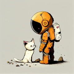 a cat and an astronaut, generative ai