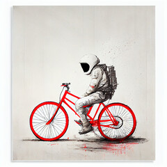 an astronaut with red bicycle, generative ai