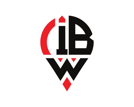 IBW letter location shape logo design. IBW letter location logo simple design.