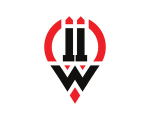 IIW letter location shape logo design. IIW letter location logo simple design.