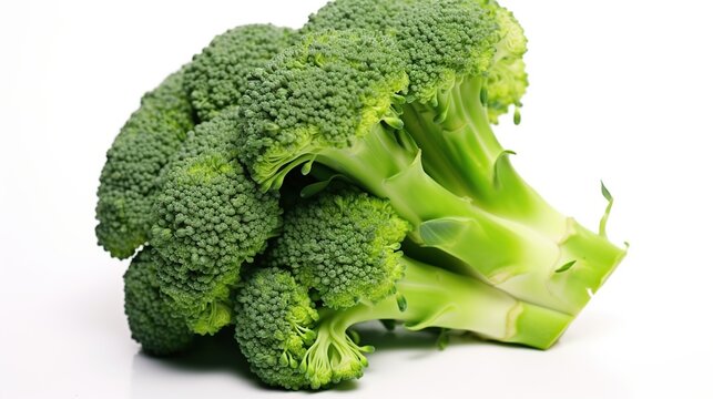 Fresh broccoli vegetable isolated background. AI generated image