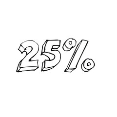 Transparent vector of a number percentage. Isolated percentage doodle.