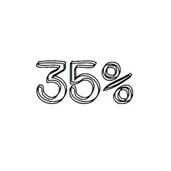 Transparent vector of a number percentage. Isolated percentage doodle. 35