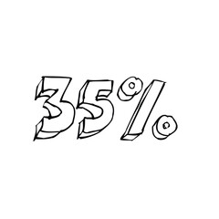 Transparent vector of a number percentage. Isolated percentage doodle. 35