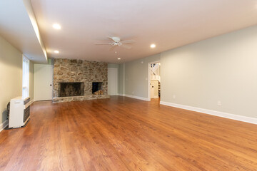 empty room with fireplace
