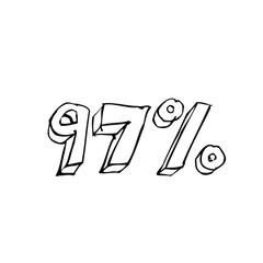 Transparent vector of a number percentage. Isolated percentage doodle. 97