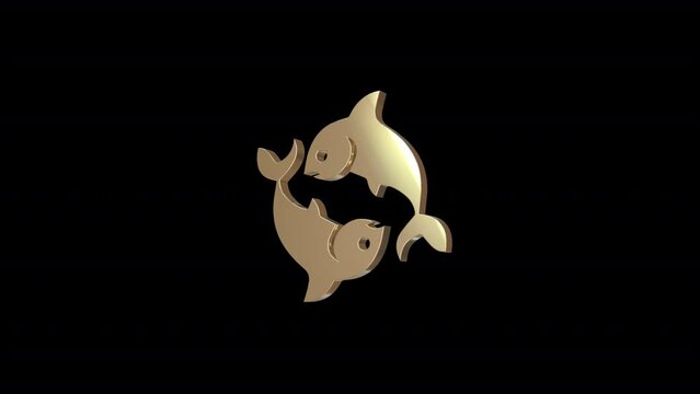 Zodiac sign Pisces transition, 3D animation on a transparent alpha channel background