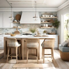 modern dining room with kitchen